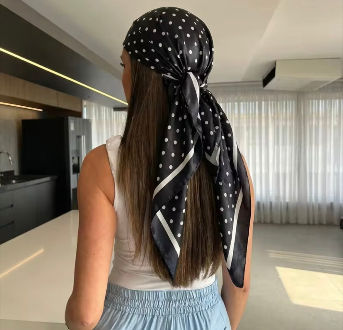 Polka Dot Satin Bandana