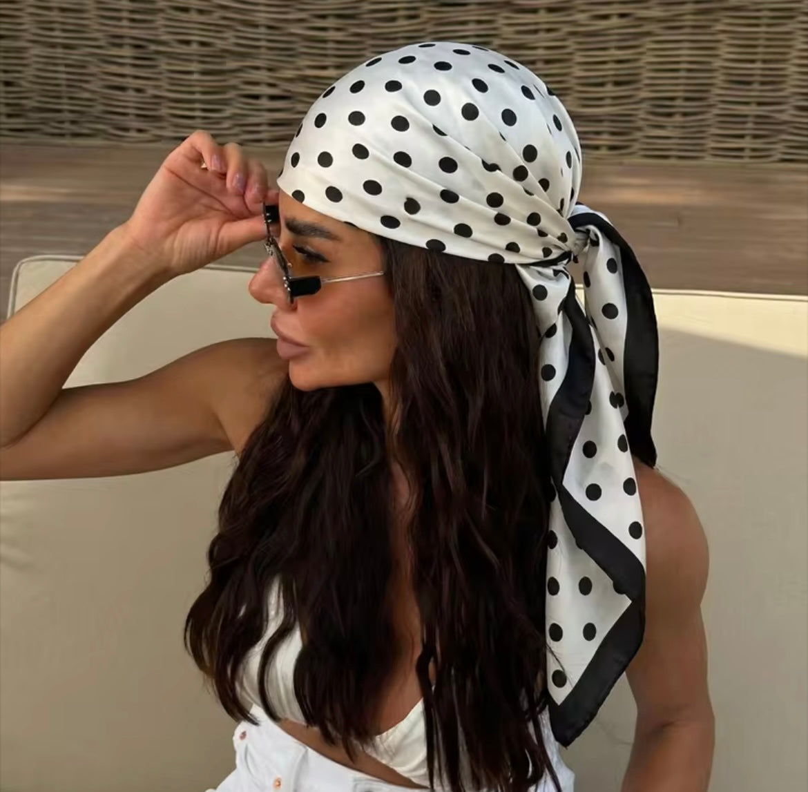 Polka Dot Satin Bandana